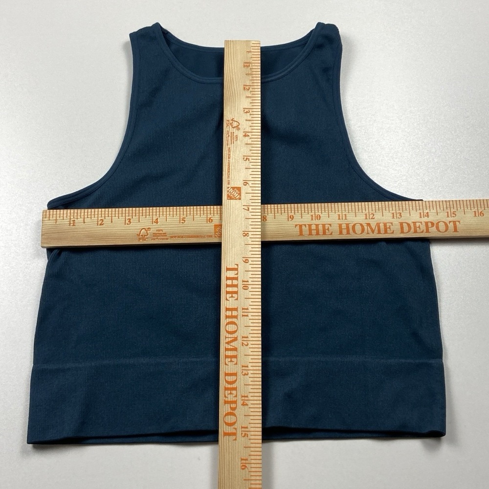 J.o & Co Cropped Tank Top Size S-M Dk Teal Stretch Minimalist Athlesiure Lounge - Picture 3 of 4